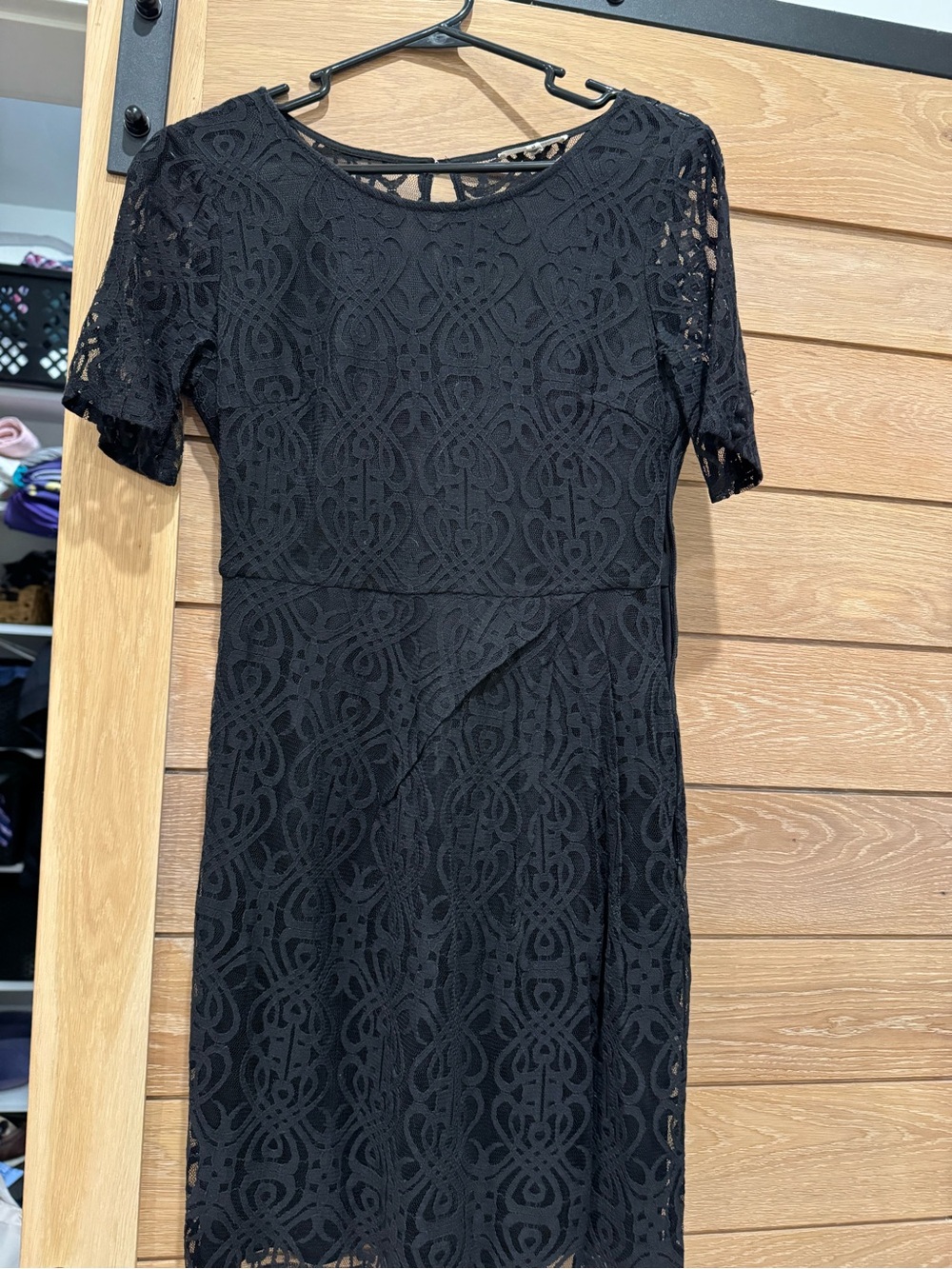 41 Hawthorn Black Lace Short-Sleeve Midi Dress